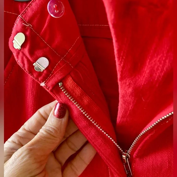 ASTR The Label Nixon Cropped Wide Leg Scarlet Red Denim Pant Womans SZ Med - Picture 5 of 16